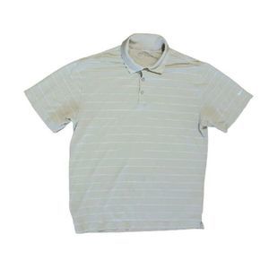 Nike Golf Mens Polo Shirt Size Large Dri Fit Striped Tan